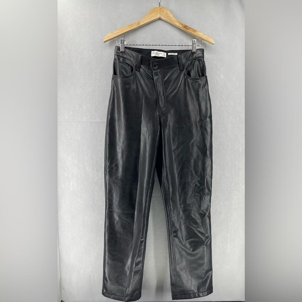 Abercrombie & Fitch 90s Ultra High‎ Rise Curve Vegan Leather Pants Black Sz 8 29